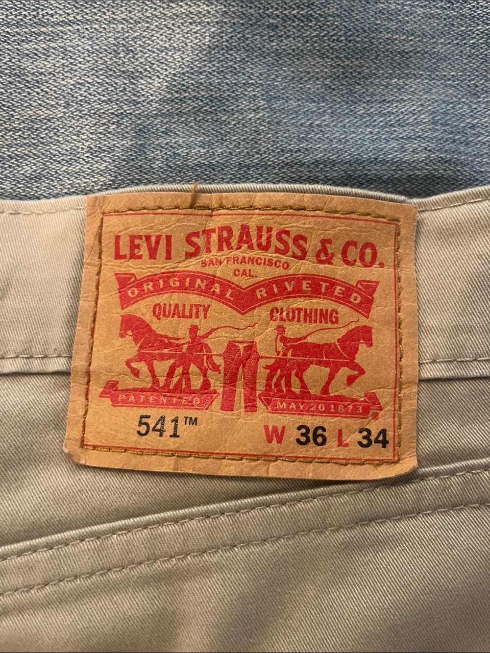 Levi's 541 Slim Straight Jeans in Khaki and Red Patch